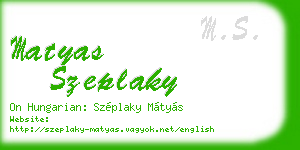 matyas szeplaky business card
